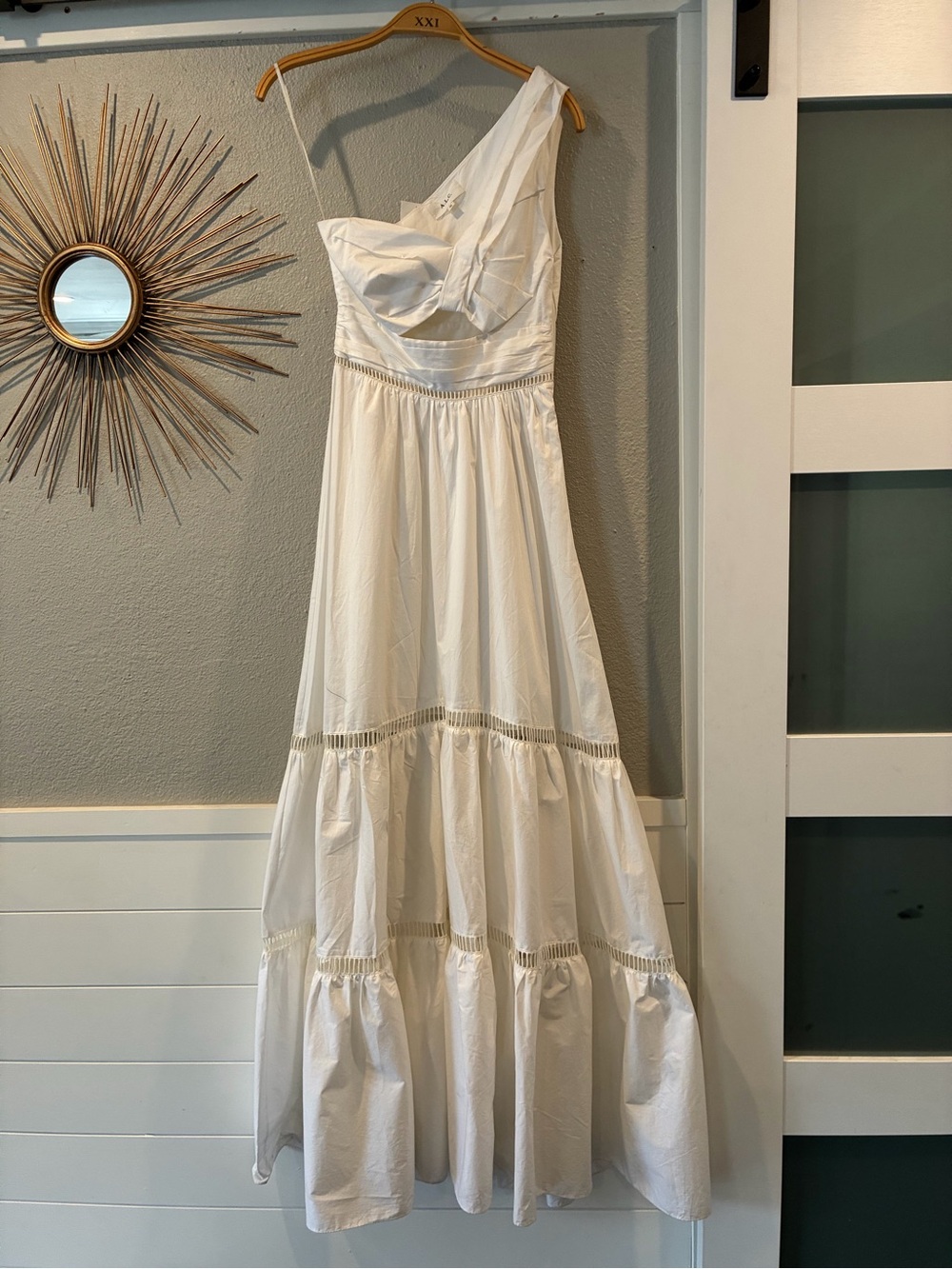 A.L.C. One-Shoulder White Maxi Dress